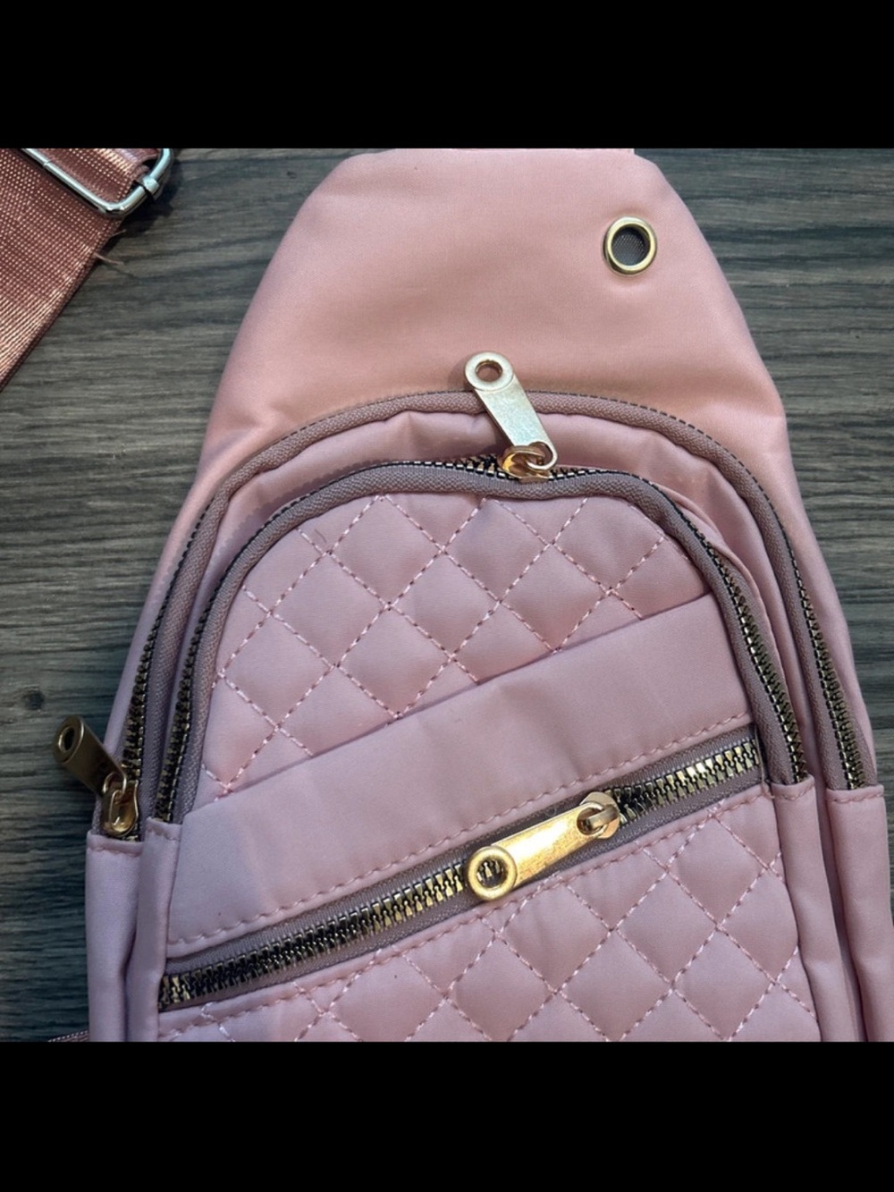 Quilted Pink Crossbody Sling Bag - Picture 3 of 5